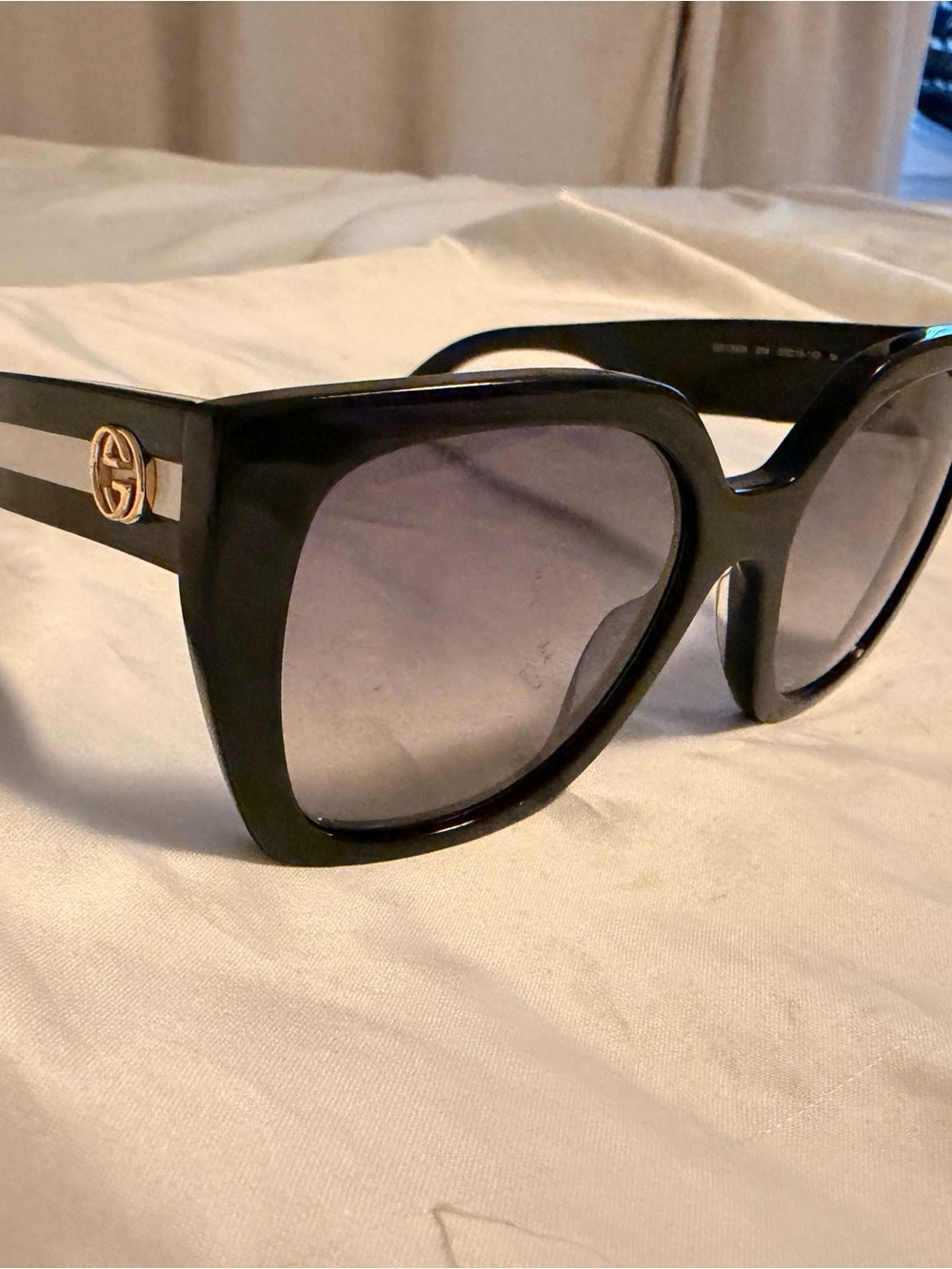 Gucci Black Square Oversized Sunglasses with Gold Logo